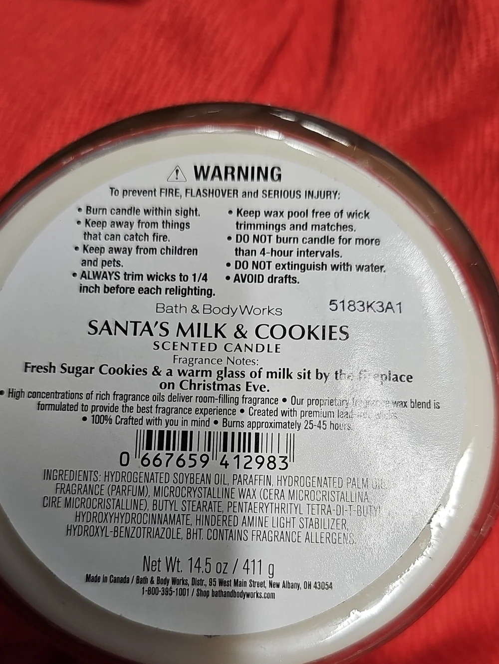 Bath & Body Works Santa's Milk & Cookies 3-wick Candle NWT